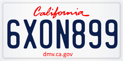 CA license plate 6XON899