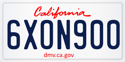 CA license plate 6XON900