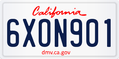 CA license plate 6XON901