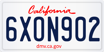 CA license plate 6XON902