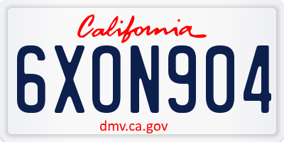 CA license plate 6XON904