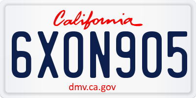 CA license plate 6XON905