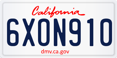 CA license plate 6XON910
