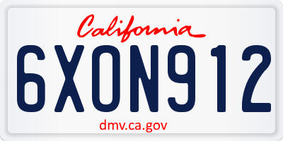 CA license plate 6XON912