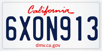 CA license plate 6XON913