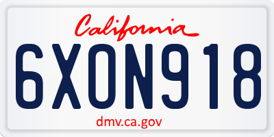 CA license plate 6XON918