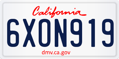 CA license plate 6XON919