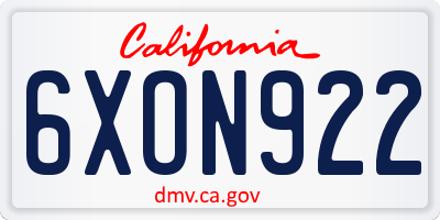 CA license plate 6XON922