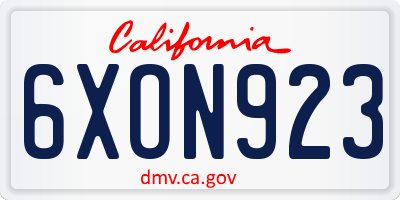 CA license plate 6XON923
