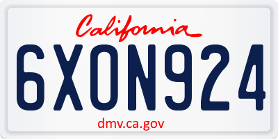 CA license plate 6XON924