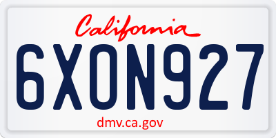 CA license plate 6XON927