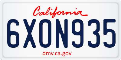 CA license plate 6XON935