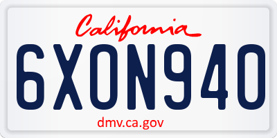 CA license plate 6XON940