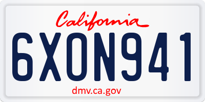 CA license plate 6XON941