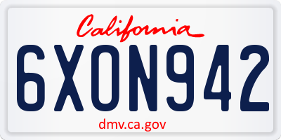 CA license plate 6XON942