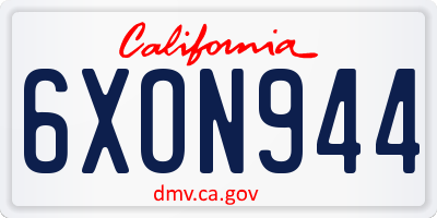 CA license plate 6XON944