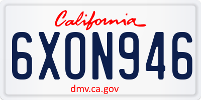 CA license plate 6XON946