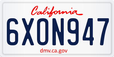 CA license plate 6XON947