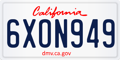 CA license plate 6XON949