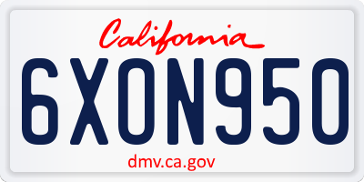 CA license plate 6XON950