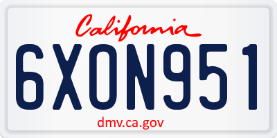 CA license plate 6XON951