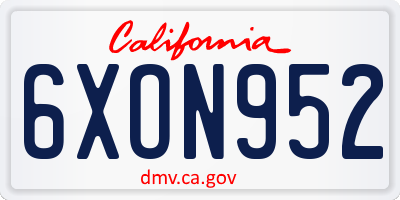 CA license plate 6XON952