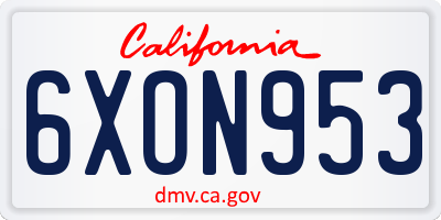 CA license plate 6XON953