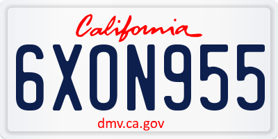 CA license plate 6XON955