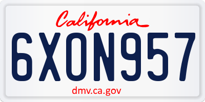 CA license plate 6XON957