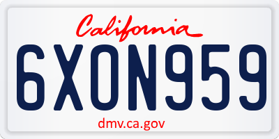 CA license plate 6XON959