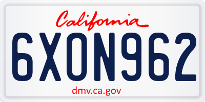 CA license plate 6XON962
