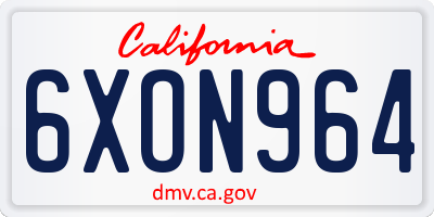 CA license plate 6XON964