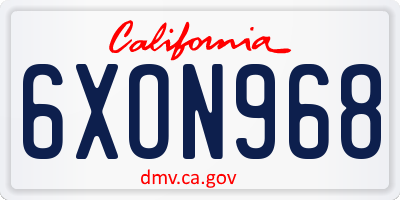 CA license plate 6XON968