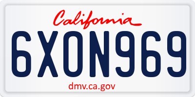 CA license plate 6XON969