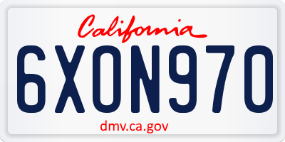 CA license plate 6XON970