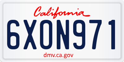 CA license plate 6XON971