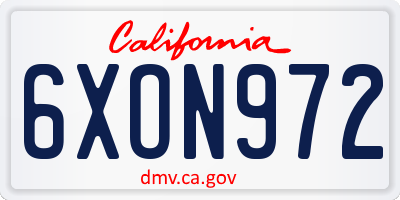 CA license plate 6XON972