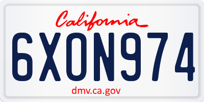 CA license plate 6XON974