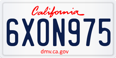 CA license plate 6XON975