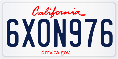 CA license plate 6XON976