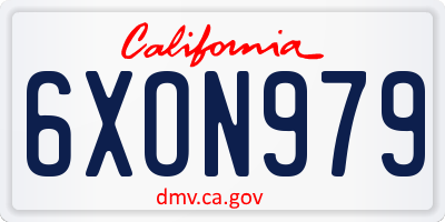 CA license plate 6XON979