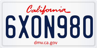 CA license plate 6XON980