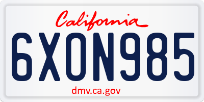 CA license plate 6XON985