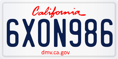CA license plate 6XON986
