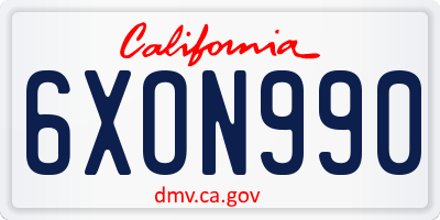 CA license plate 6XON990