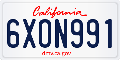 CA license plate 6XON991