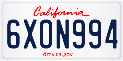 CA license plate 6XON994