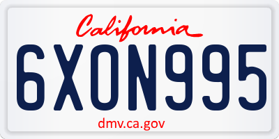 CA license plate 6XON995