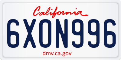 CA license plate 6XON996