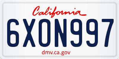 CA license plate 6XON997